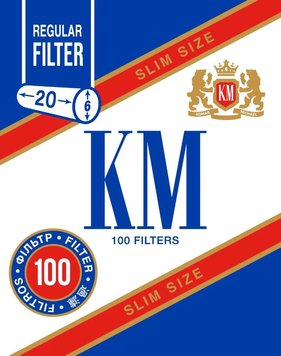 Фільтри для самокруток KM Filter Slim Size Regular 6/20 100 шт KM-Filter-Slim-6-20 фото