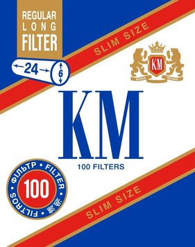 Фільтри для самокруток KM Filter Slim Size Regular Long 6/24 100 шт KM-Filter-Slim-Long-6-24 фото