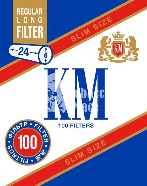 Фільтри для самокруток KM Filter Slim Size Regular Long 6/24 100 шт KM-Filter-Slim-Long-6-24 фото